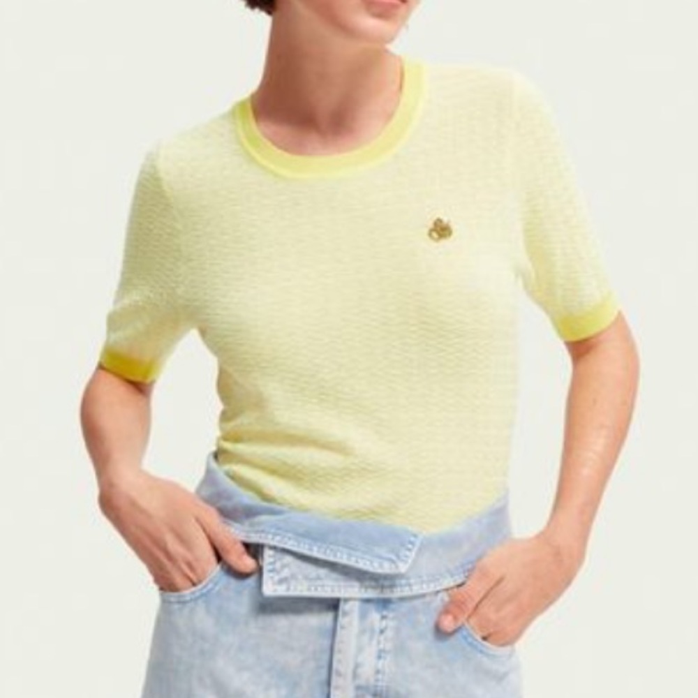 Scotch and Soda Yellow Knit Top Size Small